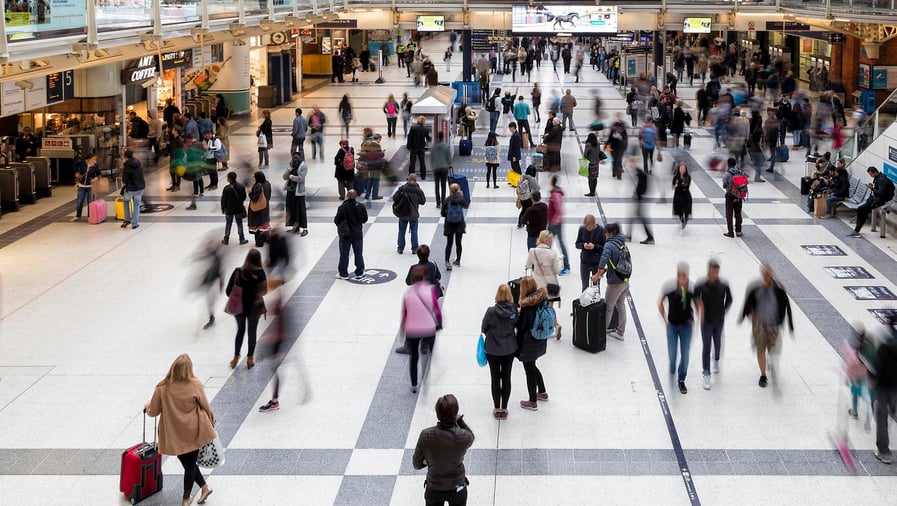 Busy train station in Europe