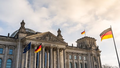 Facade of Reichstag building. Berlin, Germany