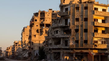 Center Of Homs City, Syria In Ruins 