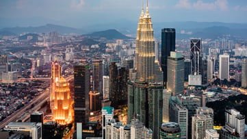 Kuala Lumpur Cityscape Petronas Towers at Night